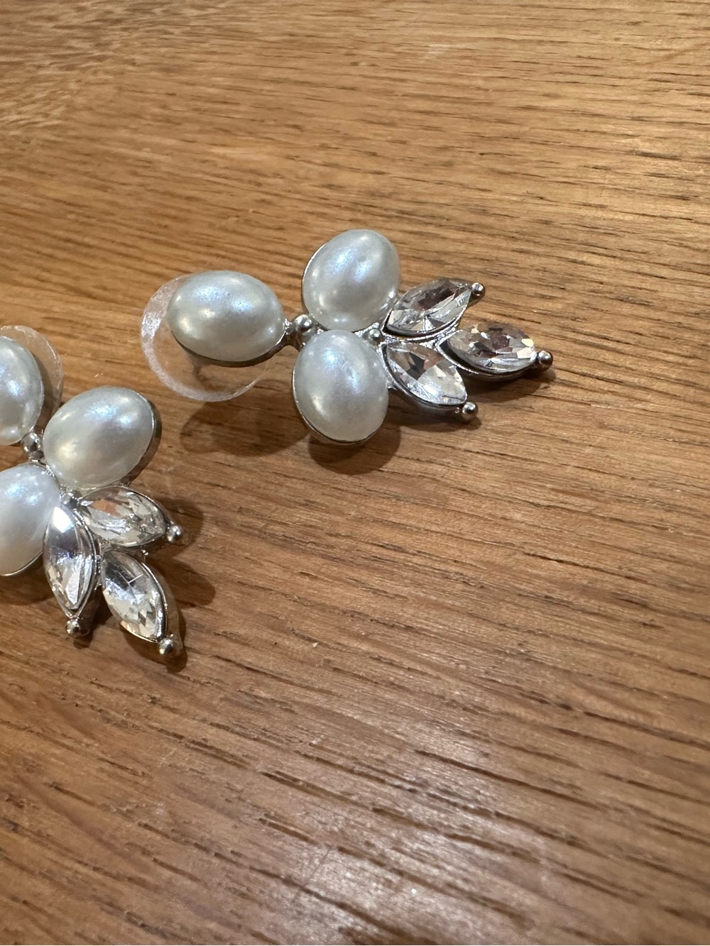 Pearl & Crystal Drop Earrings - White